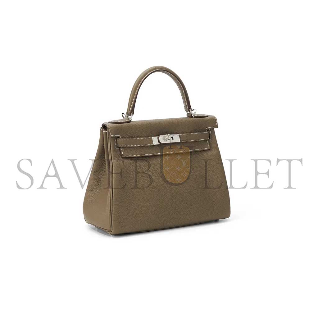 HERMÈS MASTER KELLY 25 ELEPHANT GRAY SILVER BUCKLE (25*17*7cm)
